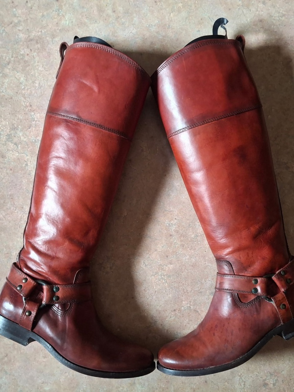 Frye Red-Brown Leather Riding Boots - Picture 2 of 9